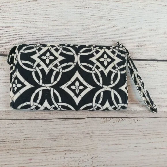 Vera Bradley Bags Concerto Front Zip Wristlet Black White - Picture 2 of 4